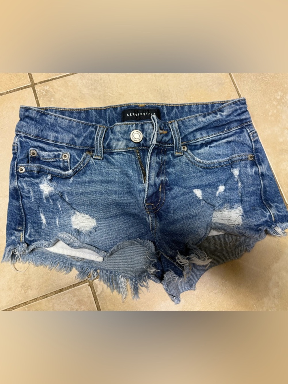 Aeropostale Vintage Low Rise Shorty Denim - Blue